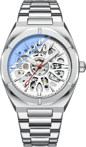 Automatic Mechanical torrent locomotion Watches Luminous Waterproof Hollow Watch Stainless Steel Analog Wristwatch BESTKANG Men's 