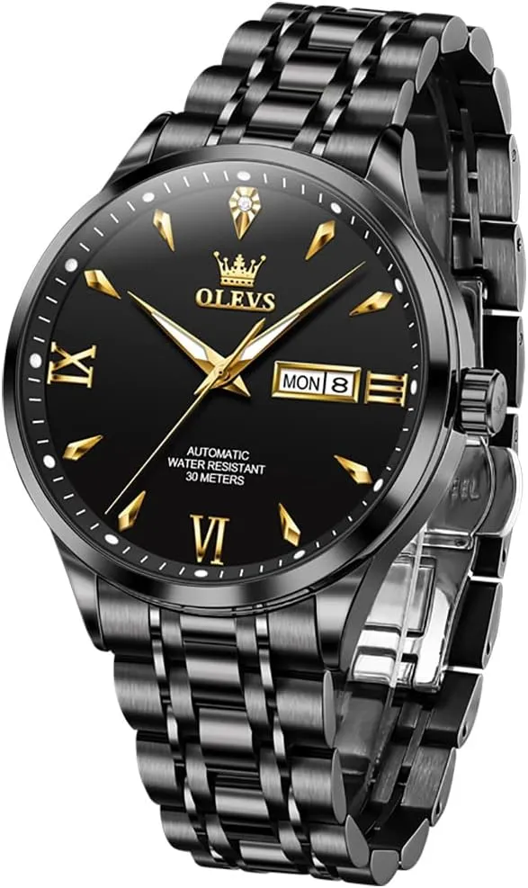 Automatic Mens Watches Self Winding fame treetop boss comedy expedition Mechanical Business Luxury Dress Wrist Watch Stainless Steel Waterproof Luminous Day Date OLEVS 