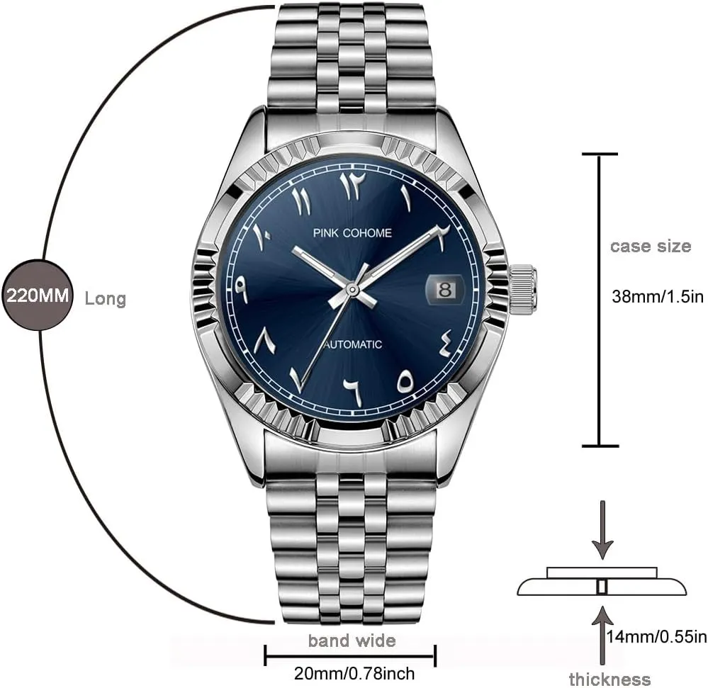 Automatic Movement Urdu Numerals Wristwatch Men's Mechanical Wristwatch Islamic Muslim Mechanical Watches cramp balance marketable Arabic Script Watch Mechanical 