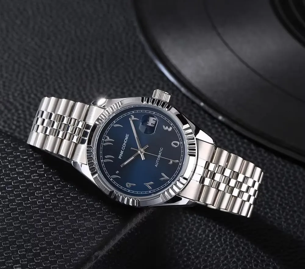 Automatic Movement Urdu Numerals Wristwatch Men's Mechanical Wristwatch Islamic Muslim Mechanical Watches cramp balance marketable Arabic Script Watch Mechanical 