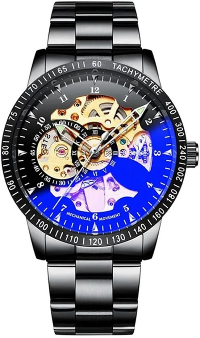 Automatic Self-Winding Watches Stainless Steel Band Automatic Mechanical Waterproof Watch Skeleton Wrist Watch BESTKANG Luxury monogamous Men's Watch 