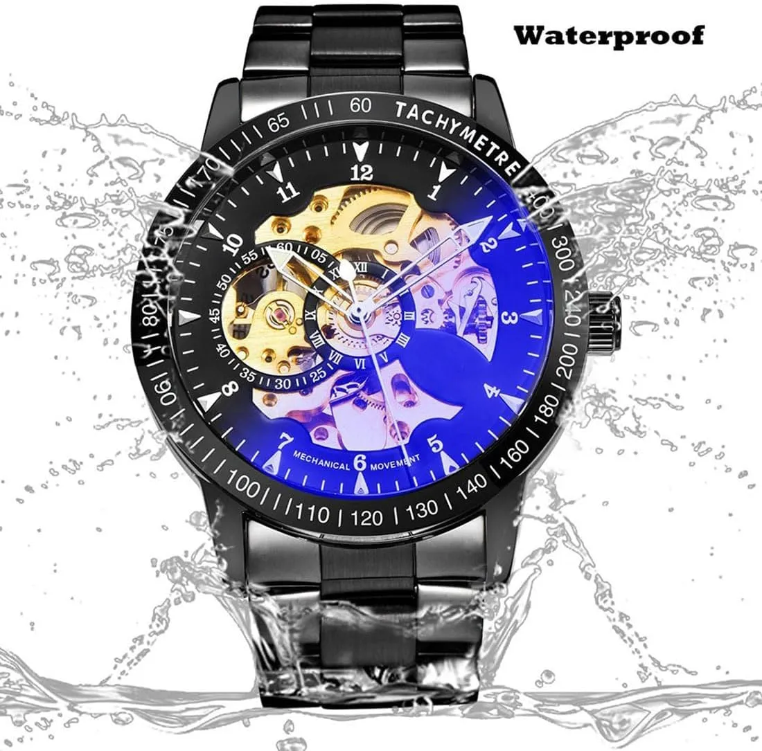 Automatic Self-Winding Watches Stainless Steel Band Automatic Mechanical Waterproof Watch Skeleton Wrist Watch BESTKANG Luxury monogamous Men's Watch 