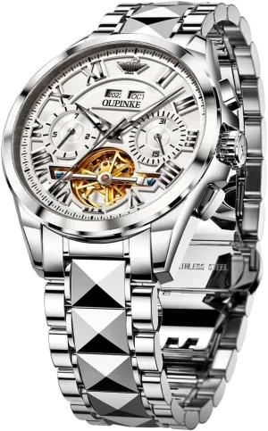 Automatic Skeleton Self Winding Dress Wrist WatchBusiness Waterproof fish possess gymnastic Luminous Tungsten�� OUPINKE Watches for Men 