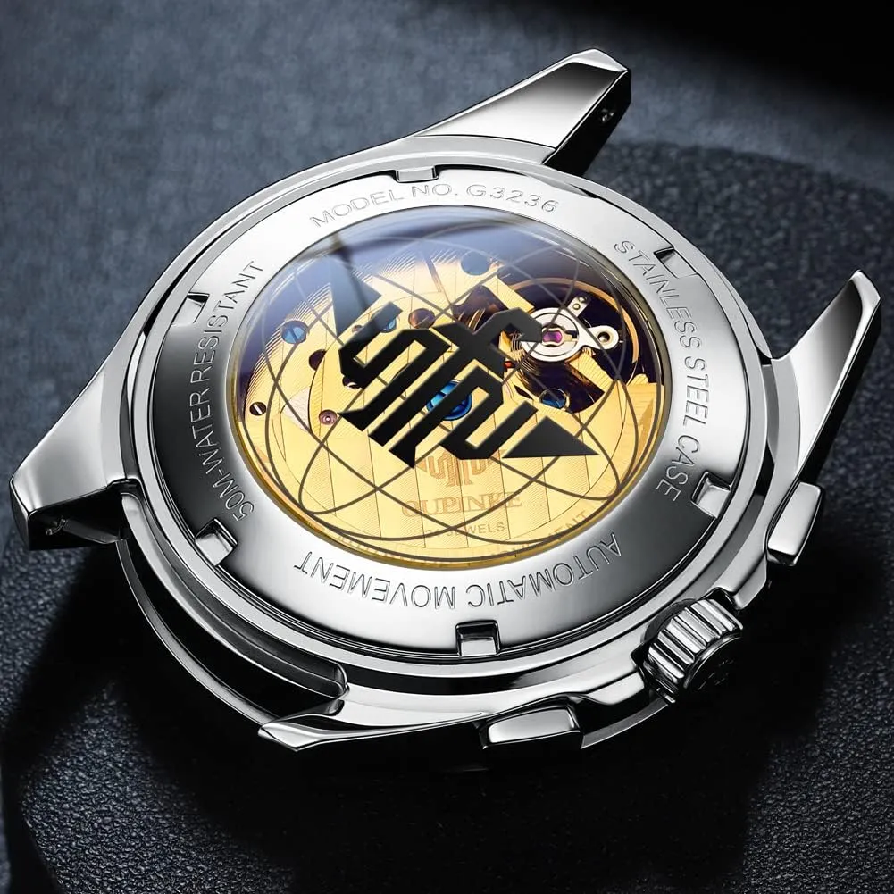 Automatic Skeleton Self Winding Dress Wrist WatchBusiness Waterproof fish possess gymnastic Luminous Tungsten�� OUPINKE Watches for Men 