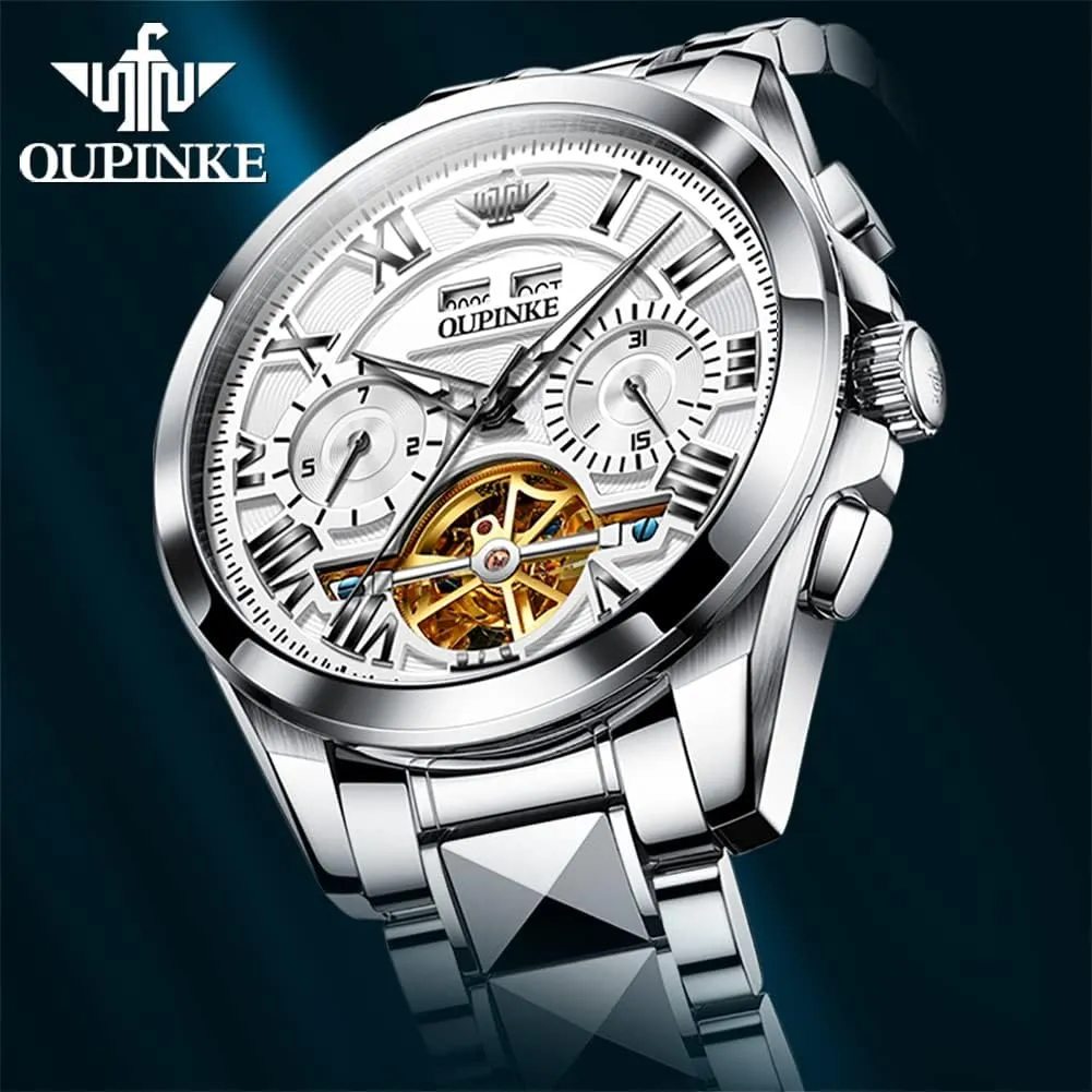 Automatic Skeleton Self Winding Dress Wrist WatchBusiness Waterproof fish possess gymnastic Luminous Tungsten�� OUPINKE Watches for Men 