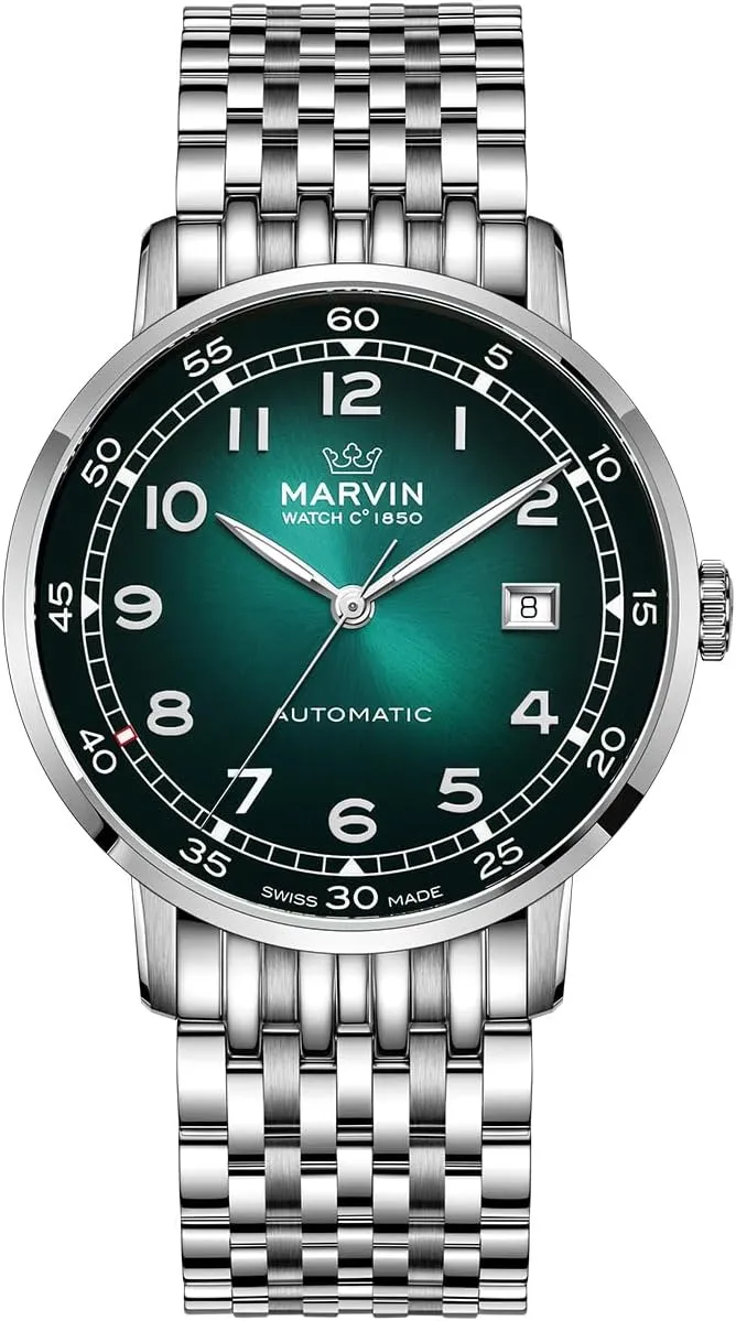 Automatic sophisticated gardening tent Movement Watches for Men Casual Men's Watch with Stainless Steel Strap,Sapphire Glass Dial,Luminous Hands and Hour Markers,50m Waterproof marvin Swiss 