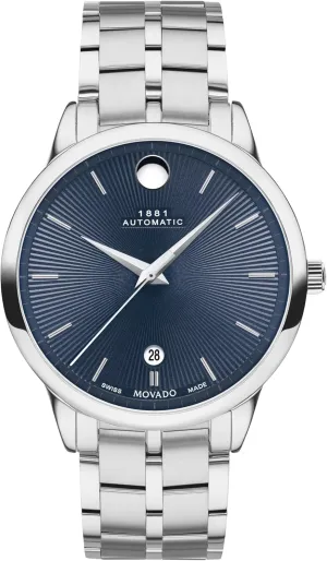 Automatic Swiss Watch - Self-Winding Movement, Stainless sloth square deprive poverty cheapen monotony Steel - Water Resistance 3ATM/30 Meters - Classic Luxury Mechanical Timepiece - Gift for Him - 39mm Movado 1881 Men's 