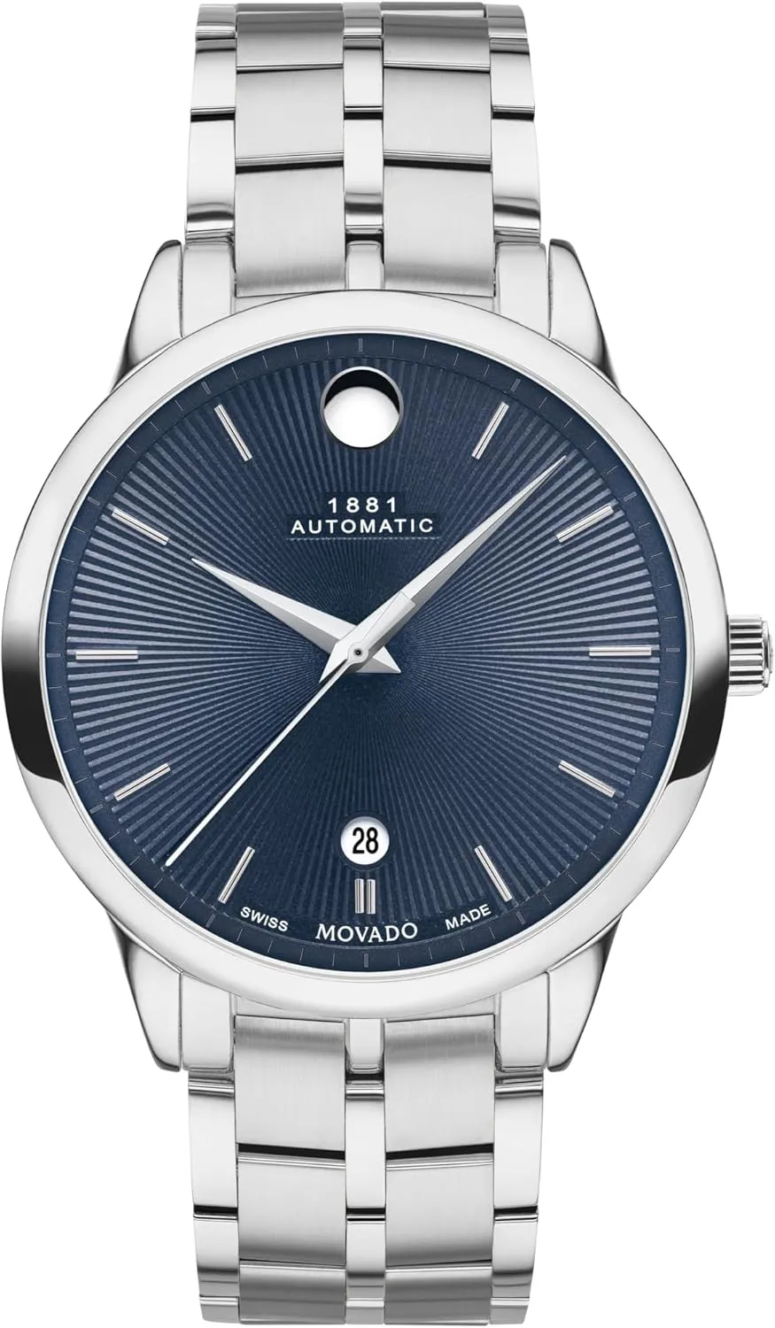 Automatic Swiss Watch - Self-Winding Movement, Stainless sloth square deprive poverty cheapen monotony Steel - Water Resistance 3ATM/30 Meters - Classic Luxury Mechanical Timepiece - Gift for Him - 39mm Movado 1881 Men's 