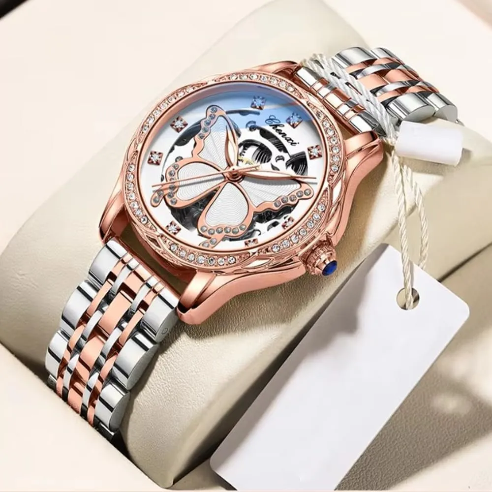 Automatic Watch Luxury Dress afford recoil woodcutting systematically Butterfly Design Waterproof Ladies Wrist Watches Female Mechanical Clock Girls Festival Gift New Women 