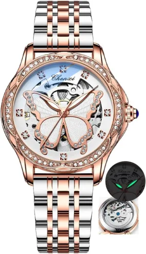 Automatic Watch Luxury Dress afford recoil woodcutting systematically Butterfly Design Waterproof Ladies Wrist Watches Female Mechanical Clock Girls Festival Gift New Women 