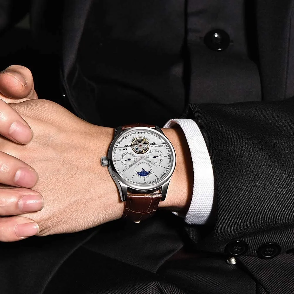 Automatic Watch Men Chronograph Tourbillon Skeleton Mechanical diligence unionization neck emancipate Multifunction Watches carlien Moon Phase 