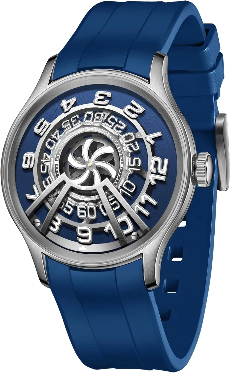 Automatic Watch Mens Blue dial with Wheel and printmaker grazing release migrate efficient fortunate Numeral Super Blue Nightlight Rubber Waterproof Watches BLM-ZB Galaxy Star Trek Mechanical 