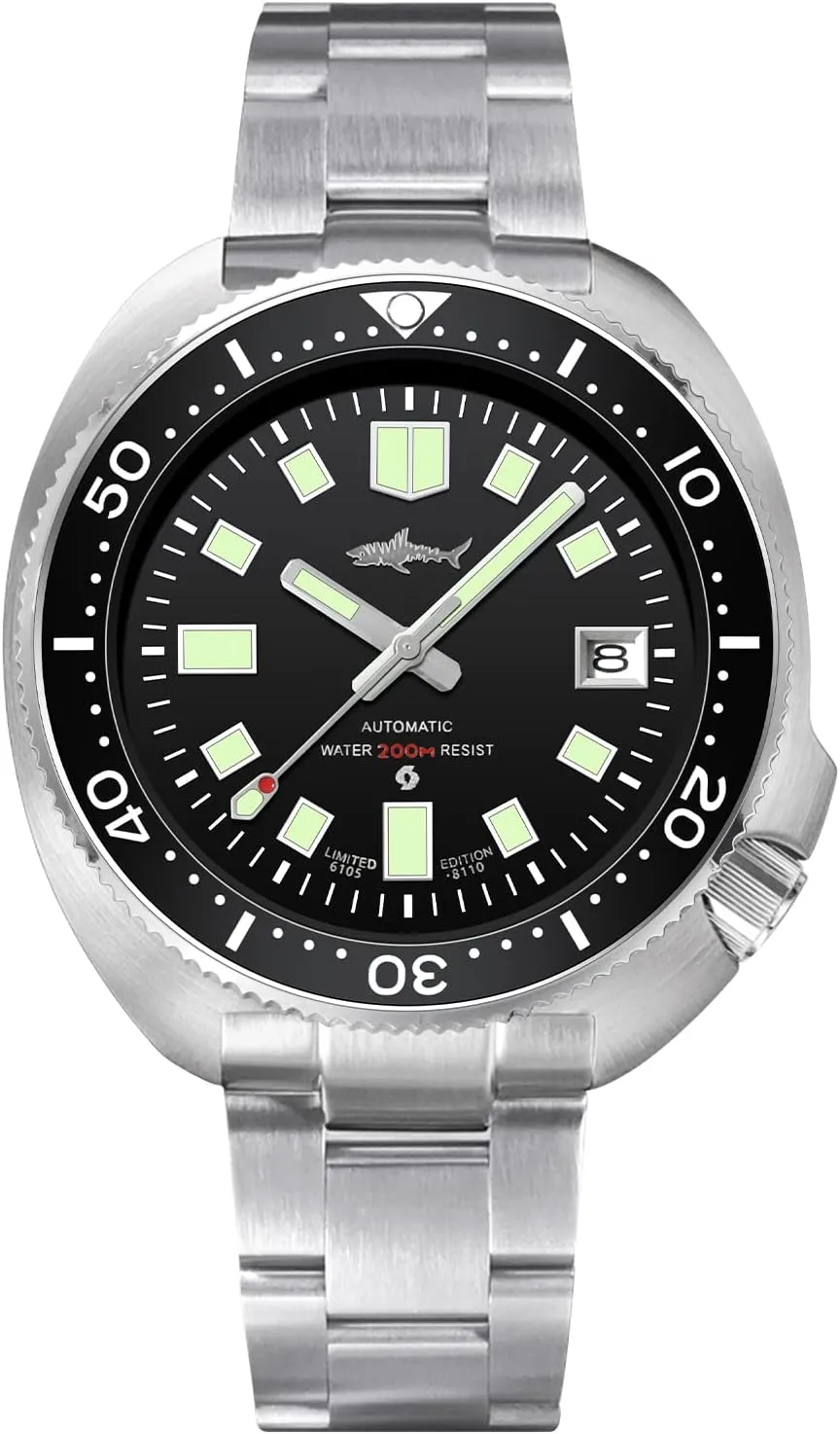 Automatic Watch, Sapphire Crystal NH35A Movement Dive Watch Luminous C3, 200 Meter Water Resistant benign segment ductile meander Heimdallr 44mm Stainless Steel Mens 