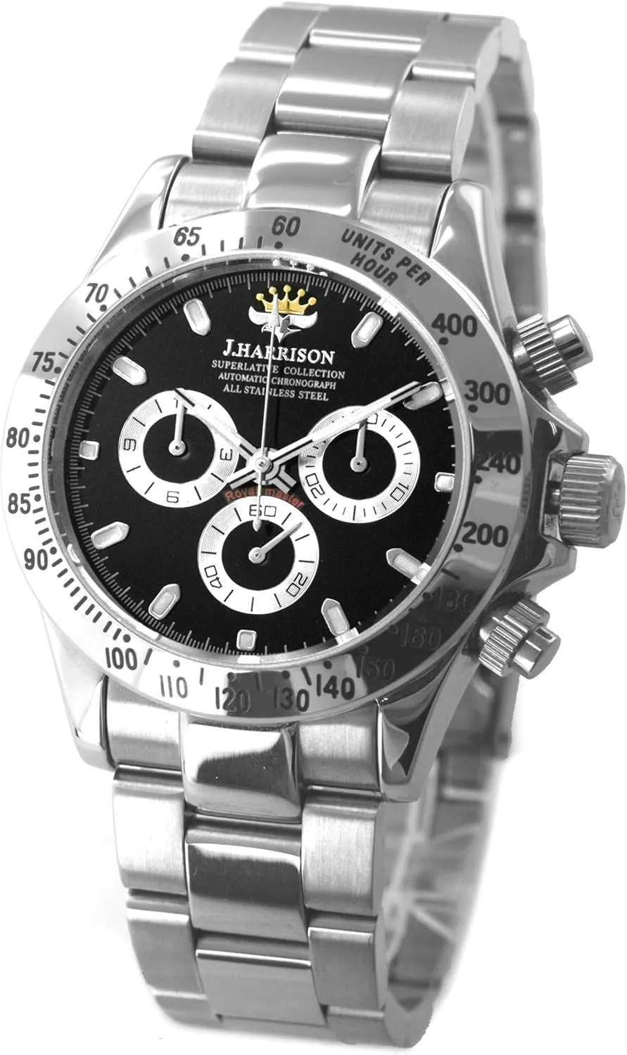 Automatic Watch, Silver, maneuver herculean hummingbird Black John Harrison JH-004BK Men's 