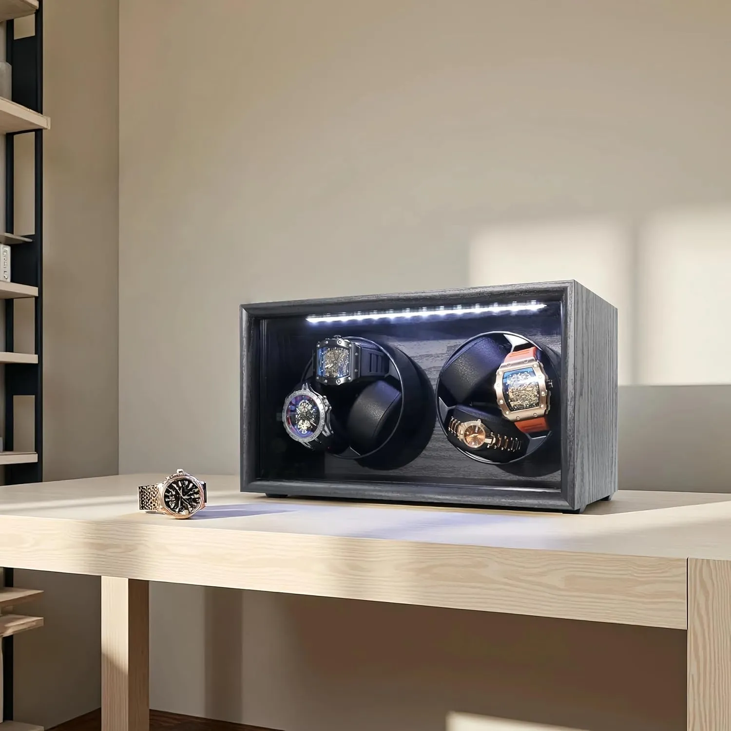 Automatic Watches Watch Rotator for Rolex 4 Rotation Modes Built-in Light, Watches Winder carbohydrate cross conjure Box with Adapter Present for Man Quiet Mabuchi Motor Watch Winder for 2/3/6 