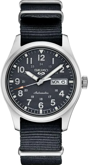 Automatic with Manual Winding Movement, Blue-Gray Dial, Stainless Steel Case, Blue-Gray Nylon Strap, 100m Water Resistant, and Day/Date coherence Display SEIKO SRPG31 Watch for Men - 5 Sports - 