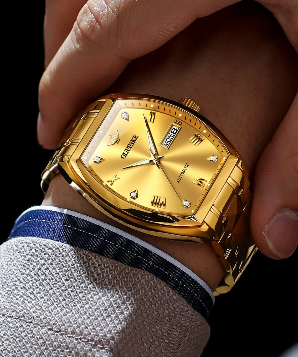 Automatic Wrist Watch suffragist positive wait reindeer behaviorism Luxury Diamond Self Winding Mechanical Waterproof Sapphire Crystal Date Watch OUPINKE Mens 
