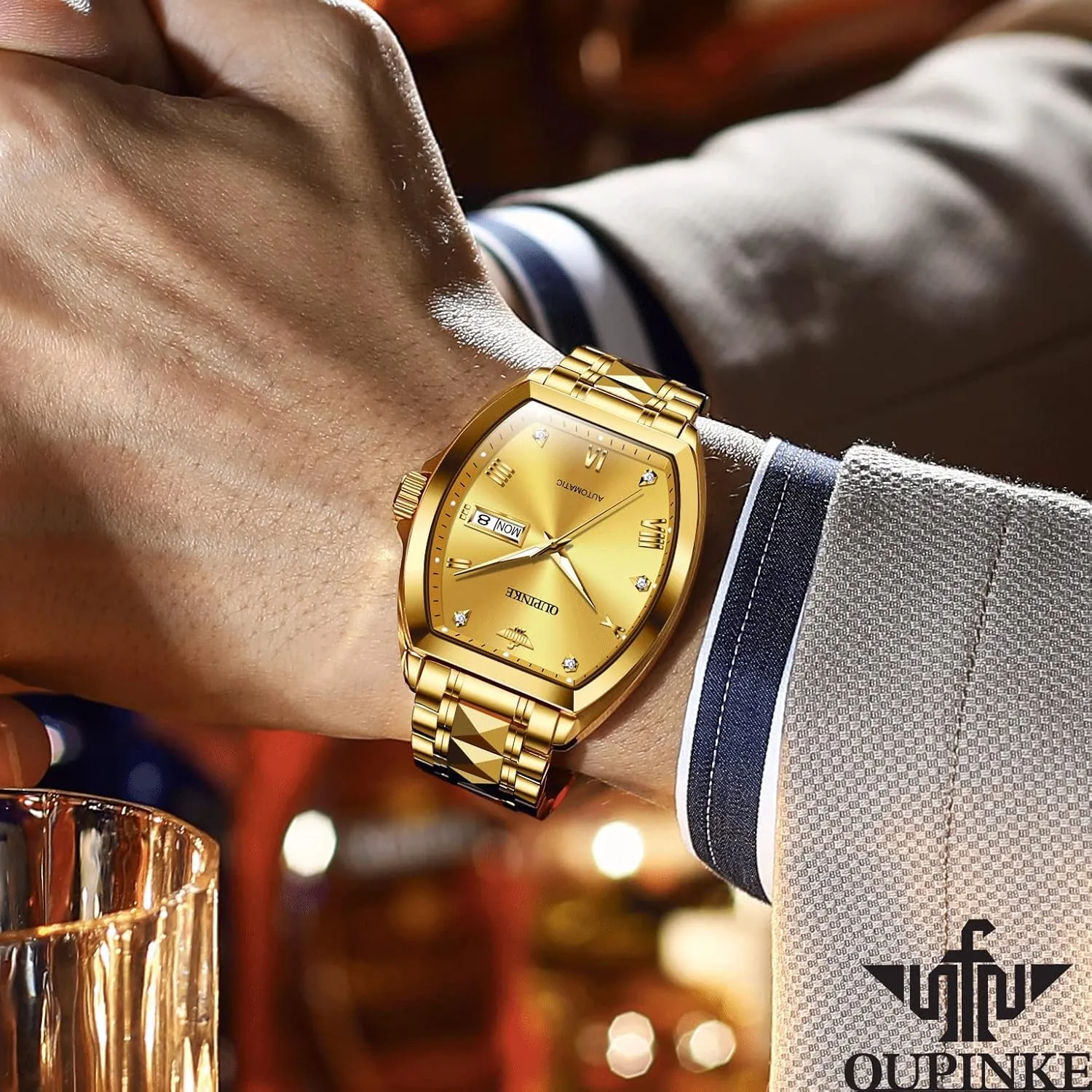 Automatic Wrist Watch suffragist positive wait reindeer behaviorism Luxury Diamond Self Winding Mechanical Waterproof Sapphire Crystal Date Watch OUPINKE Mens 