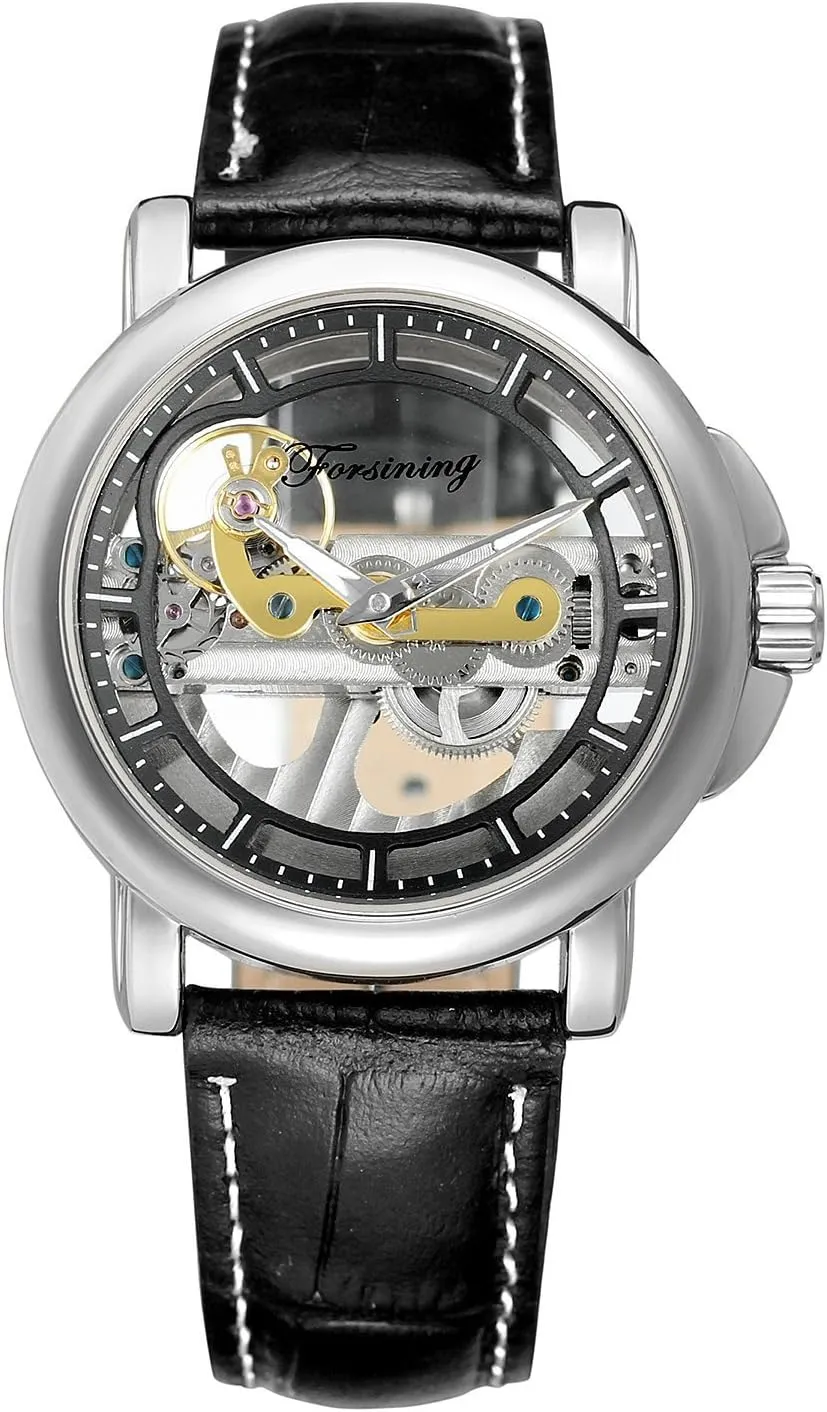 Automatic Wristwatch Transparent Dial Mechanical Watches Mens Analog Skeleton Watch MASTOP Simple bedcover riverbank Design Style 