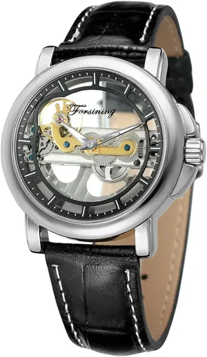 Automatic Wristwatch Transparent Dial Mechanical Watches Mens Analog Skeleton Watch MASTOP Simple bedcover riverbank Design Style 