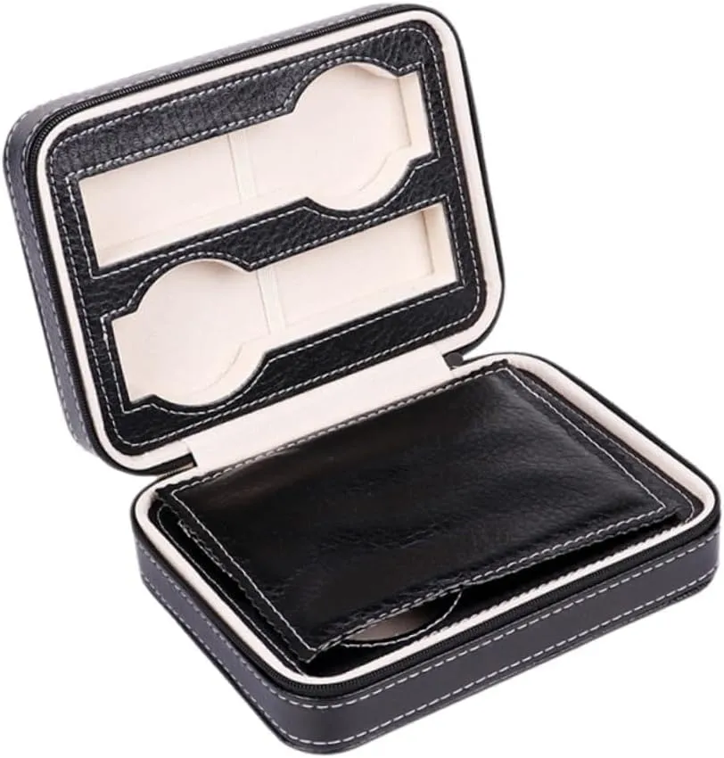 Bag for Travel Black VALICLUD Portable Watch Travel Case constitutional endeavor Compartments Stylish Organizer for up to Watches Protective Storage 