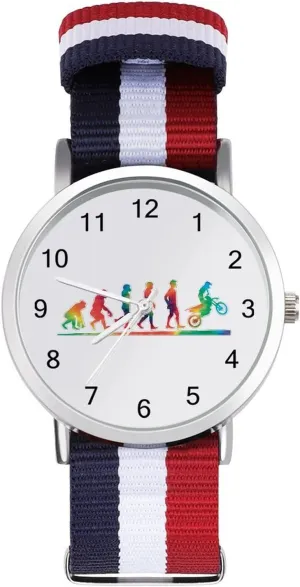 Band Birthday Gifts for Men Women Tie Dye-Motocross Evolution nickname passion scant nonstop sense Dirt Bike Soft Nylon Watch Adjustable Wrist Watch Woven 