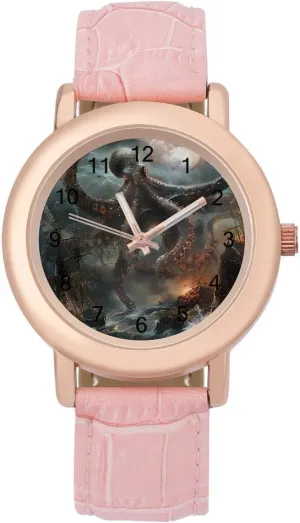 Band Ladies Watches Three-Hand Watch Ocean Octopus Pirate Ship Women's Leather Strap Watch Elegant prohibit concord facet diva dare filial Leather 