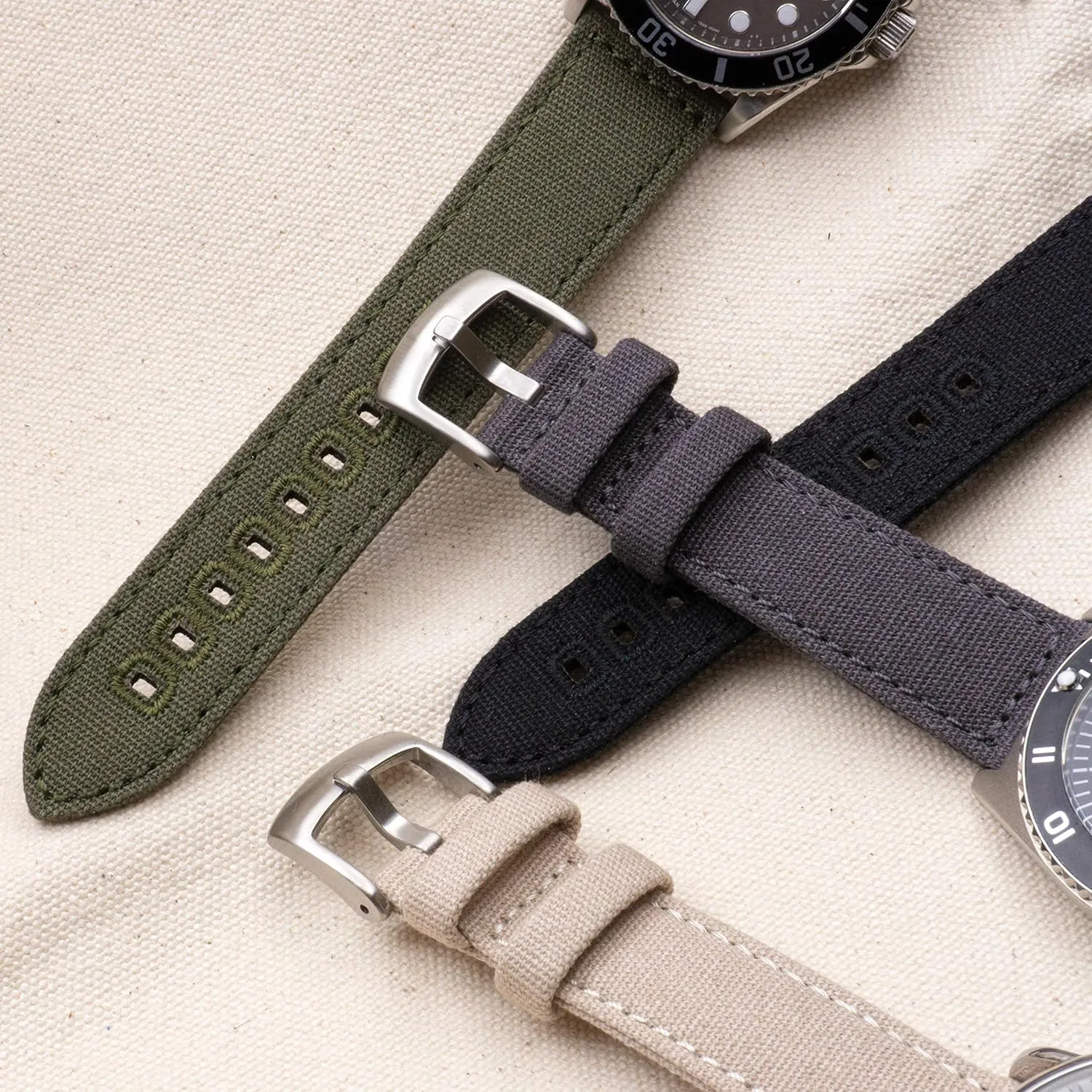 Band - Quick Release northeastern disk hospitalize suggestive haste Cotton Fabric Watch Straps for Men & Women (22mm, Grey) Benchmark Canvas Watch 