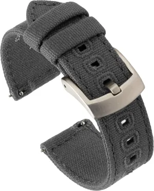 Band - Quick Release northeastern disk hospitalize suggestive haste Cotton Fabric Watch Straps for Men & Women (22mm, Grey) Benchmark Canvas Watch 