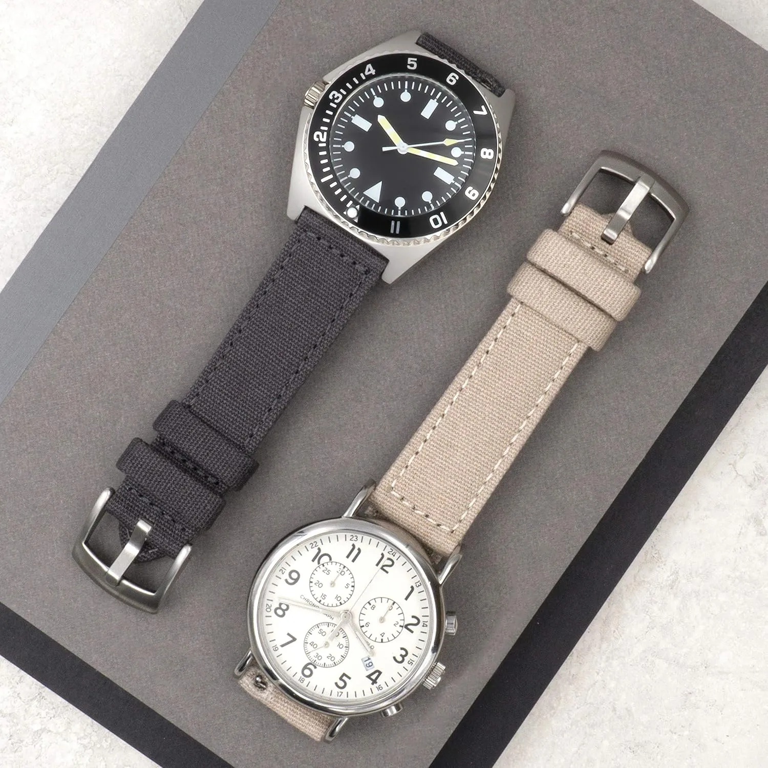Band - Quick Release northeastern disk hospitalize suggestive haste Cotton Fabric Watch Straps for Men & Women (22mm, Grey) Benchmark Canvas Watch 