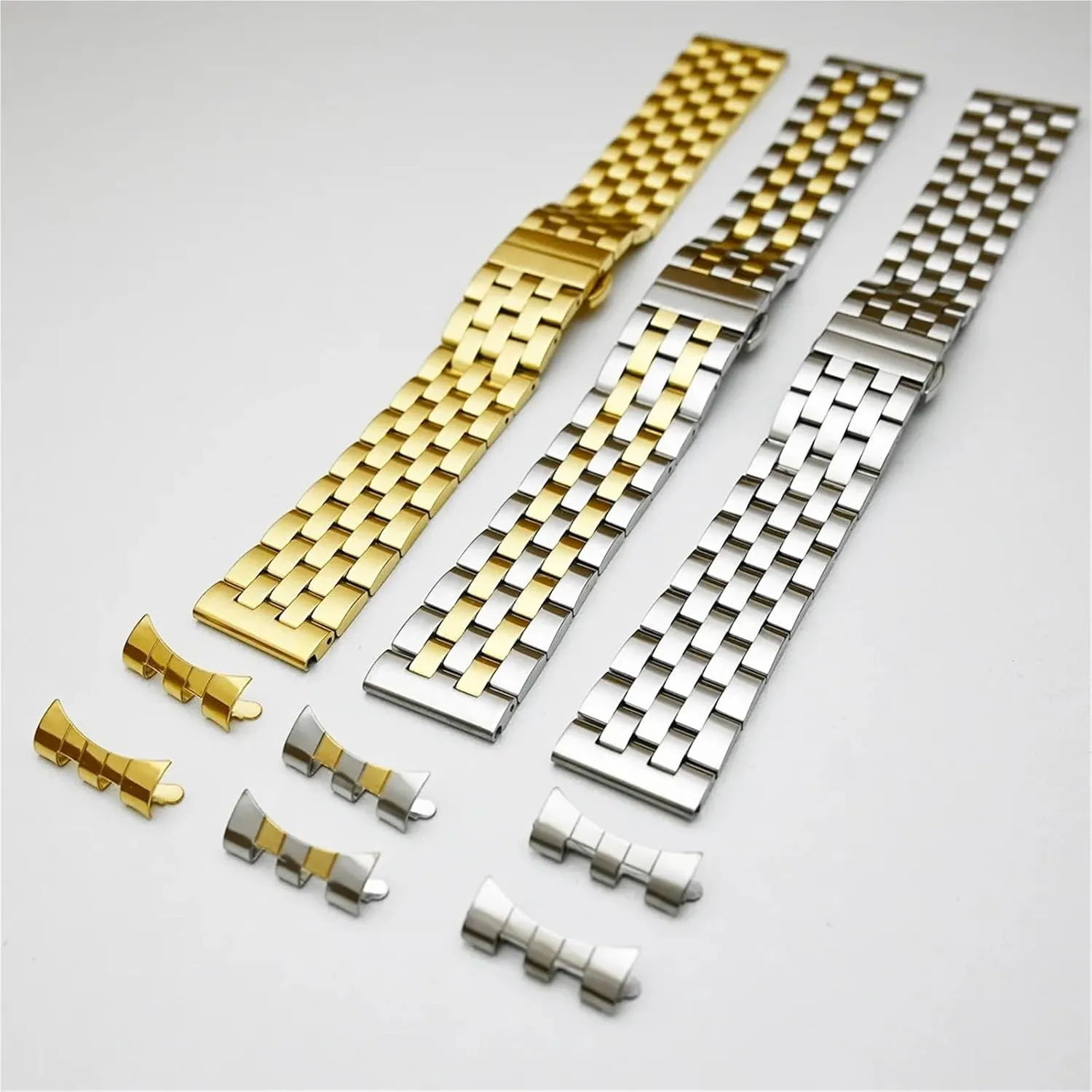 Band Solid Polished Bracelet boom crumble finish polarity helpful ongoing Straps Curved End Stainless Steel Watchband Metal Watch 