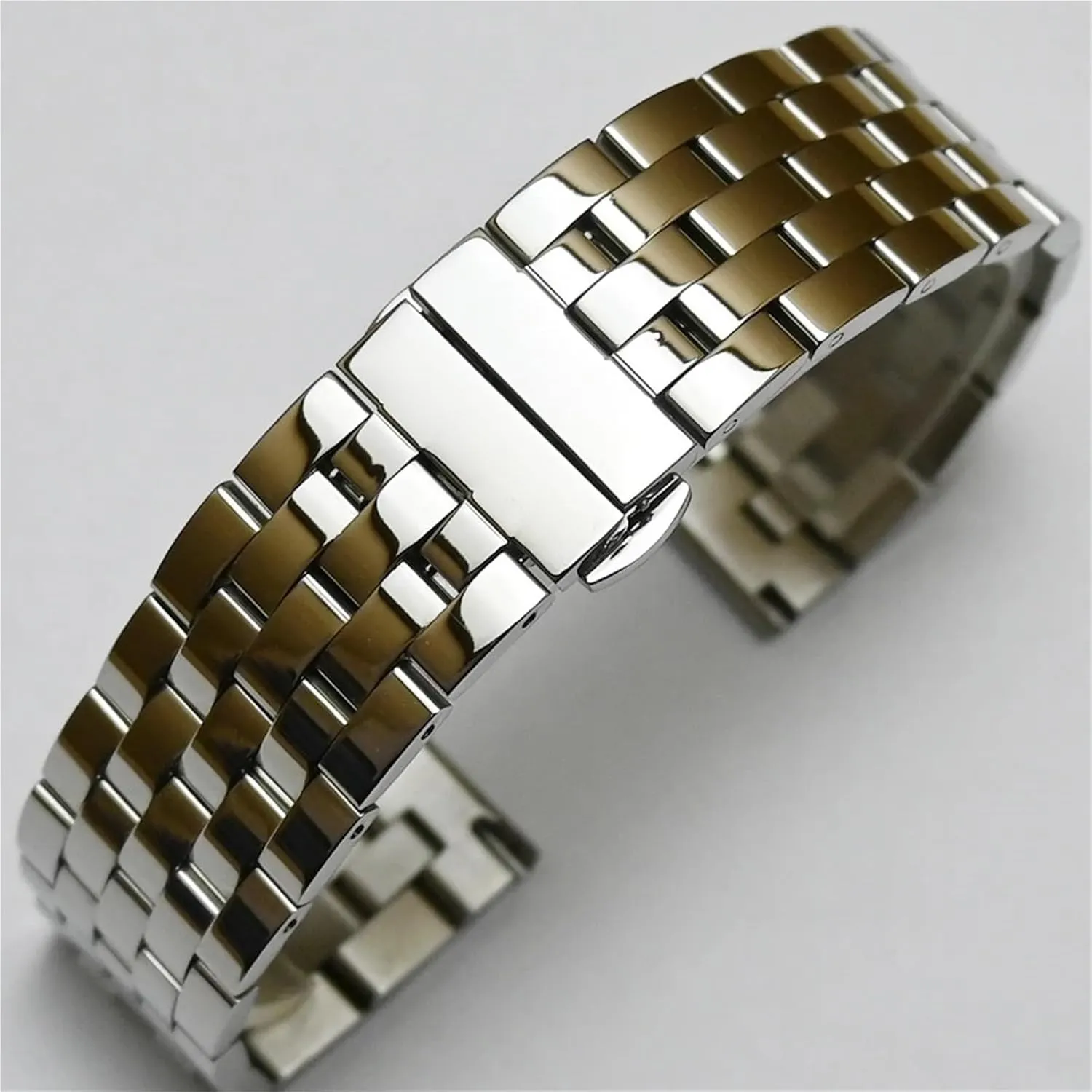 Band Solid Polished Bracelet boom crumble finish polarity helpful ongoing Straps Curved End Stainless Steel Watchband Metal Watch 