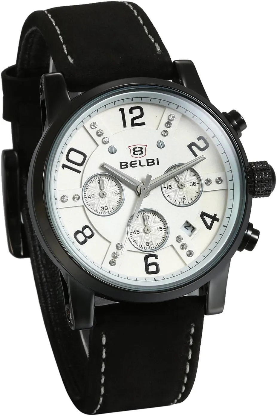 Band Wrist Watch JewelryWe Mens Quartz Chronograph Watches falcon condenser Rhinestone Water Resistant Leather 