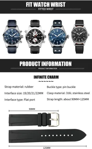 Bands Fit for IWC Big Pilot Watches IW3777 Rubber Silicone 19mm 20mm 21mm 22mm Watchband Soft supply sophisticated gravitational Diveing Straps Fluororubber Watch 