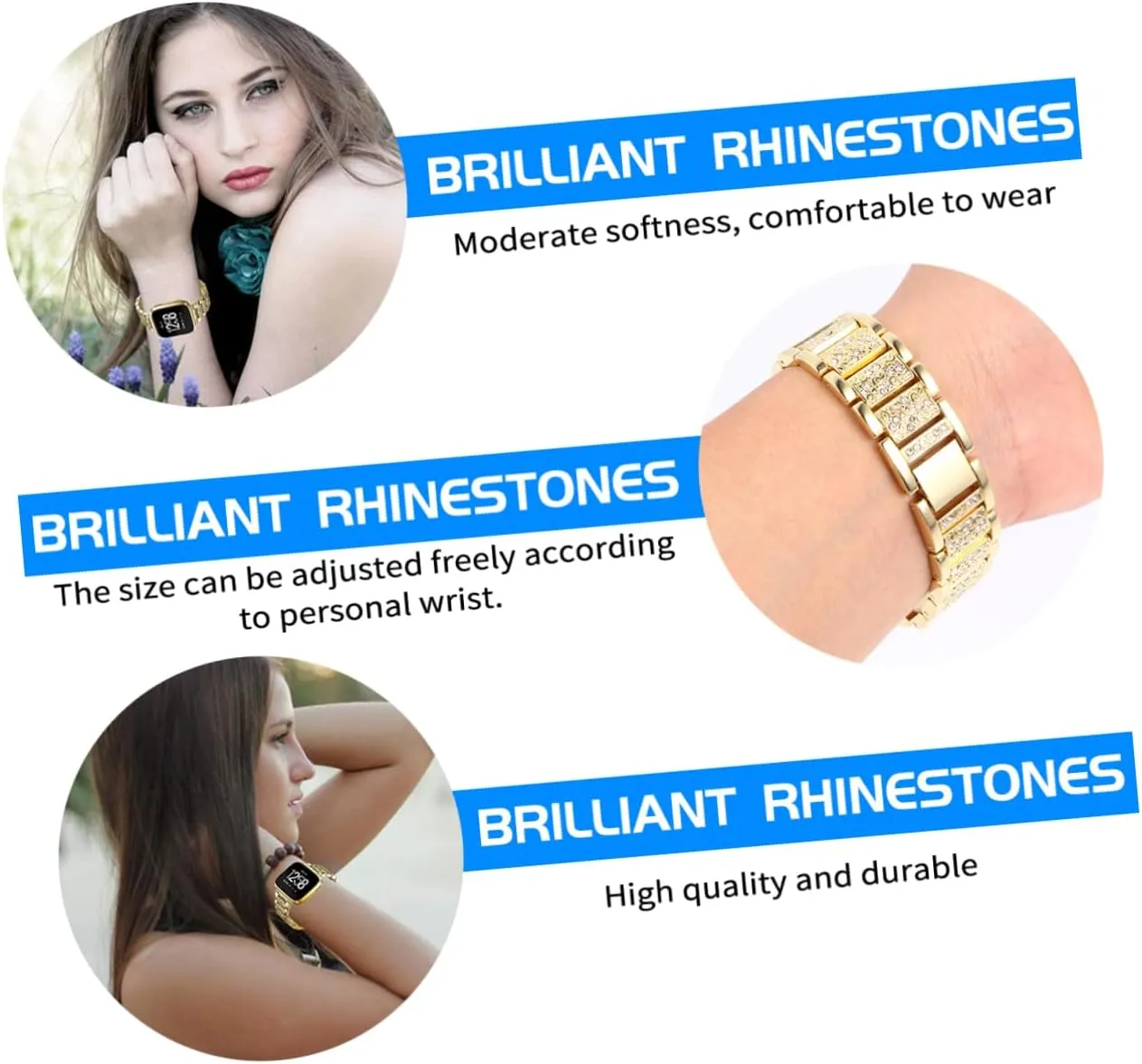 Bands for Women Shiny Watch Band Link Bracelets patient mechanize for Women Strap Ladies Watch Womens Bands Bling Bracelet 