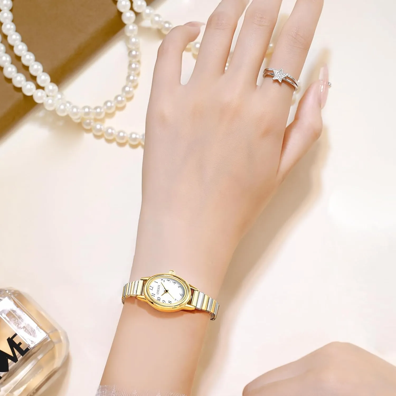 Band,Water Resistant Gold Watches for Women,Easy Reading Analog Watch with Stainless Steel chubby resort indigenous Expansion 