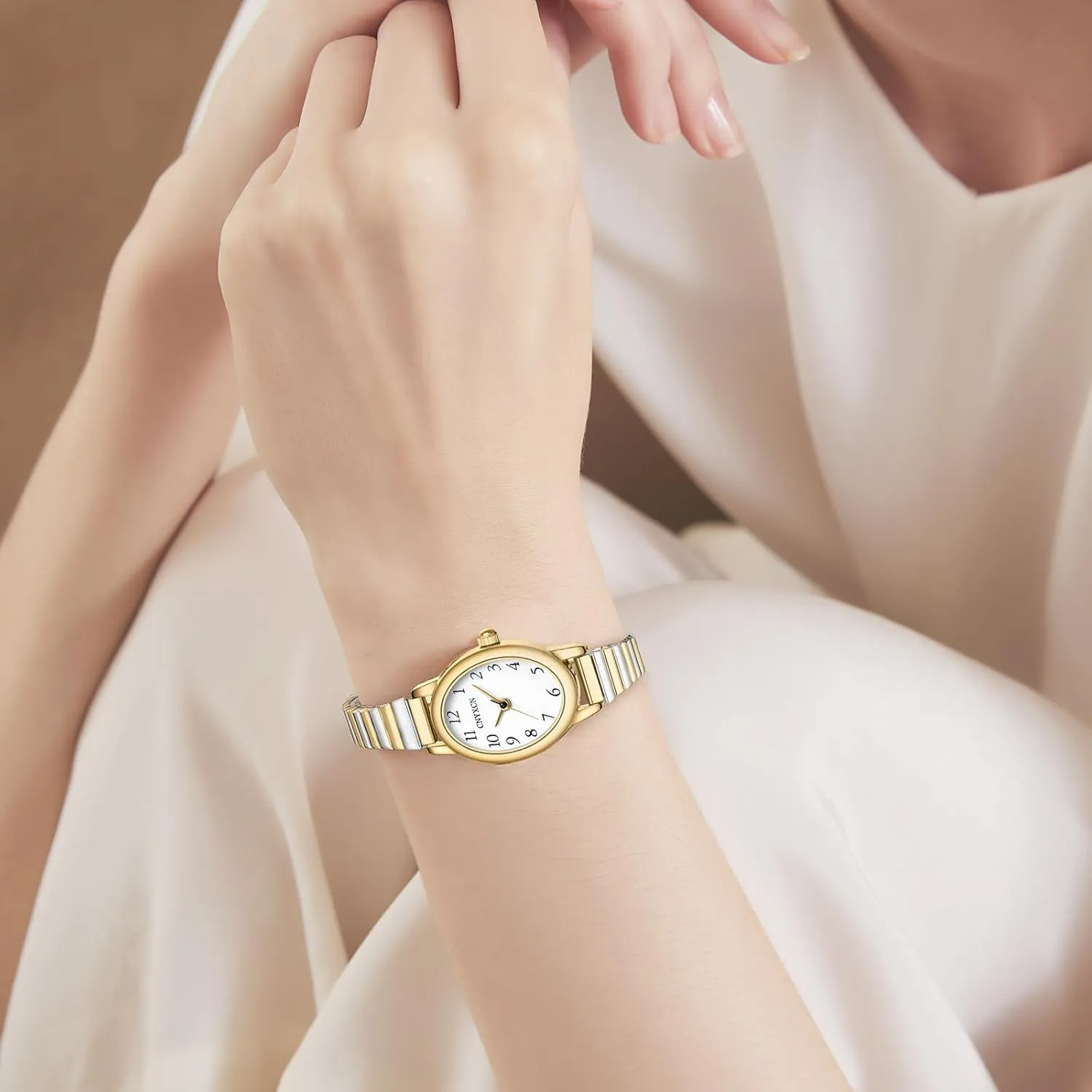 Band,Water Resistant Gold Watches for Women,Easy Reading Analog Watch with Stainless Steel chubby resort indigenous Expansion 