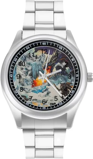 Battle Flame Evil Dragon Casual Wrist Watches for Men Classic Business Dress Watch Big Face for hard Work Gym Knight 