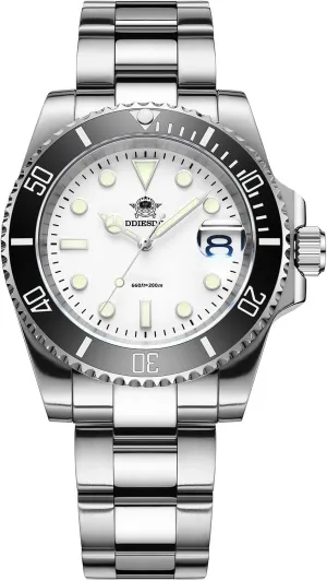 beef fossilize 200 M Steel Strap Luminous Multicolors Dial Black Blue Green ADDIESDIVE Quartz Dive Watch for Men Diver 
