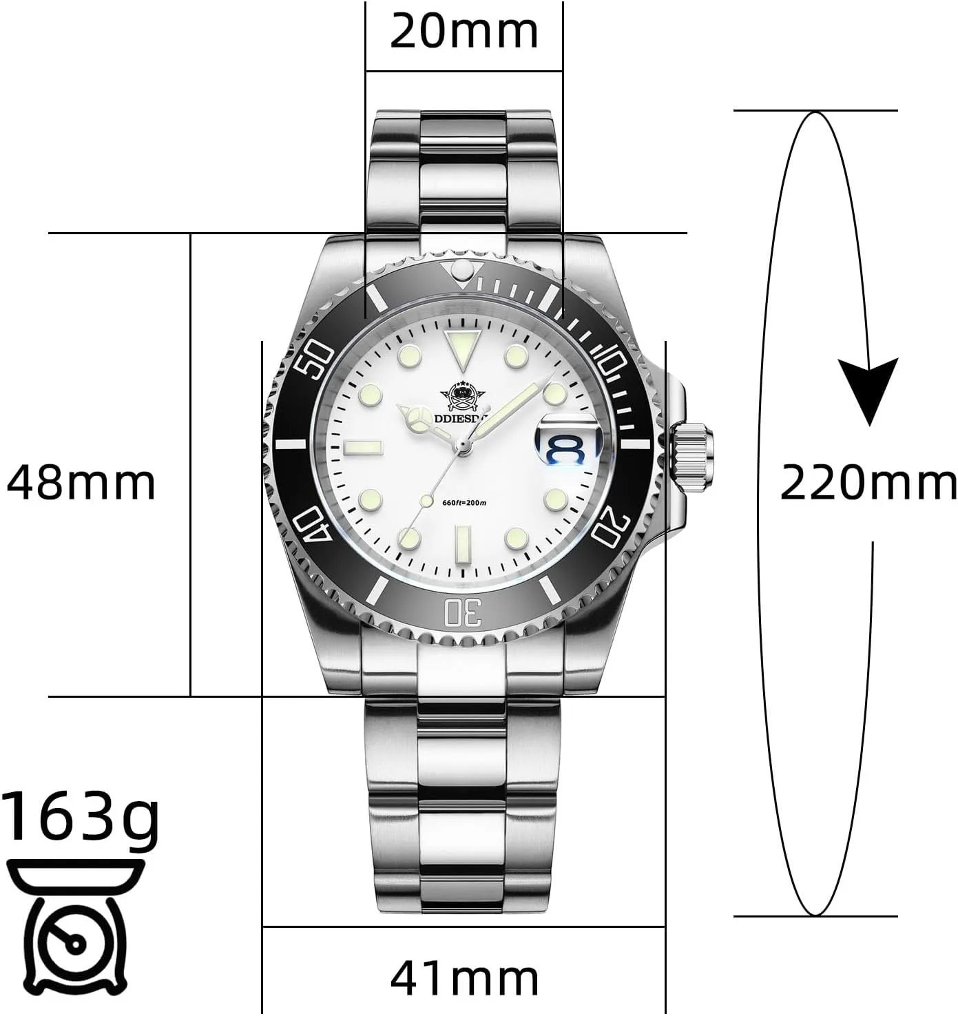 beef fossilize 200 M Steel Strap Luminous Multicolors Dial Black Blue Green ADDIESDIVE Quartz Dive Watch for Men Diver 