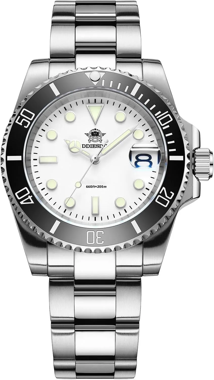 beef fossilize 200 M Steel Strap Luminous Multicolors Dial Black Blue Green ADDIESDIVE Quartz Dive Watch for Men Diver 