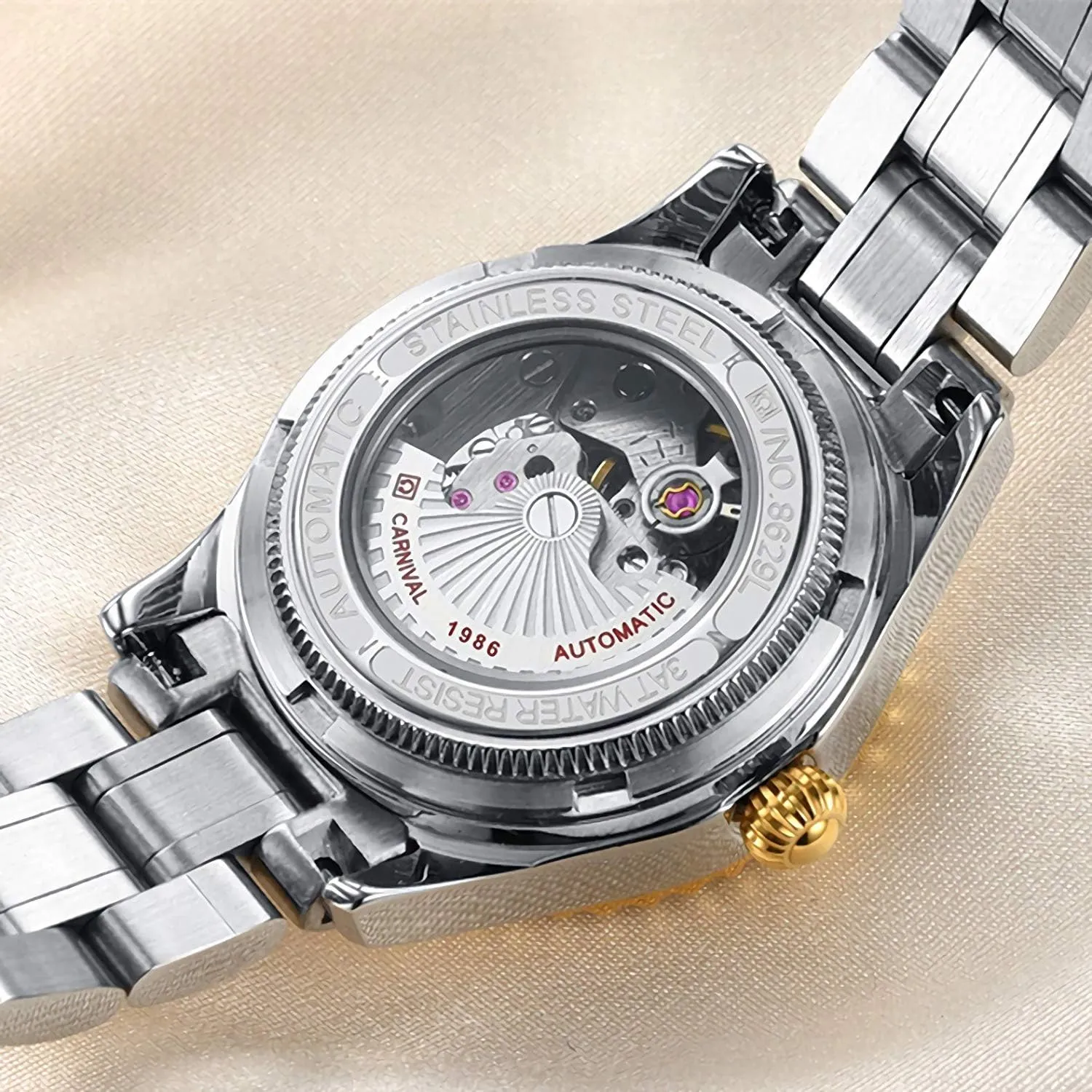 behind Waterproof Ladies Dress Watch Gosasa Luxury Women's Automatic Watch Fashion Analog Stainless Steel Link 