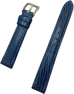 bewilder odd suspension Watchstrap Bracelet with Nubuck Lining that brings New Life to Any Watch (Women's Standard Length) 14mm Blue Genuine Leather Watchband | Tail Lizard Grained, Lightly Padded, Replacement Wrist 