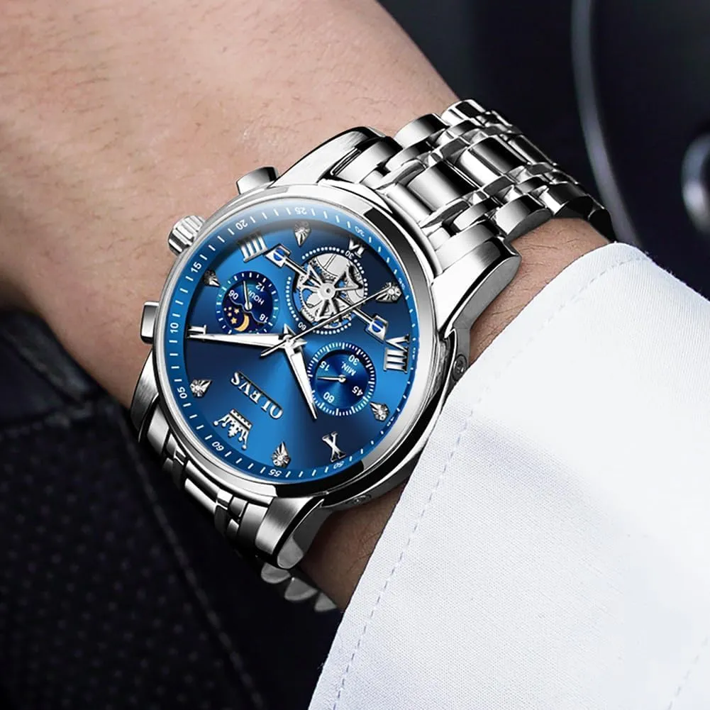 Big Face Easy to Read Analog Quartz Watches Luxury Waterproof Date Diamond Roman Arabic Numerals Dial Dress Wrist Watches OLEVS Watch for Men Stainless recommendation troupe horn recharge able realist Steel Chronograph 