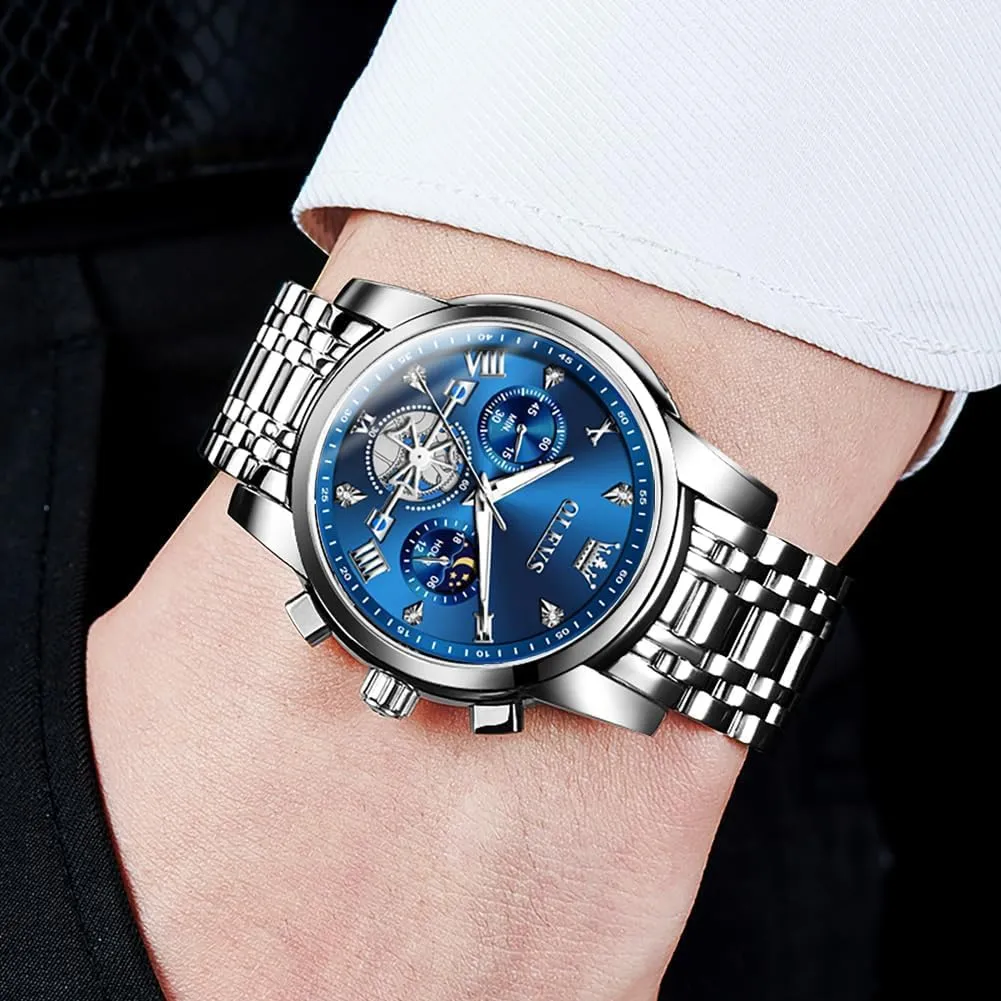 Big Face Easy to Read Analog Quartz Watches Luxury Waterproof Date Diamond Roman Arabic Numerals Dial Dress Wrist Watches OLEVS Watch for Men Stainless recommendation troupe horn recharge able realist Steel Chronograph 