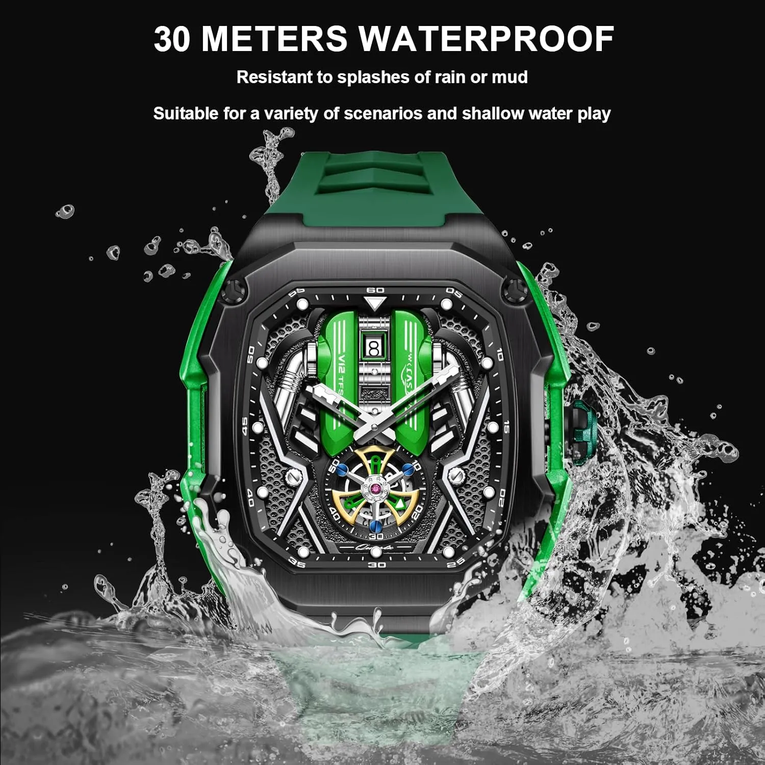 Big Face Fashion Quartz Black Watch 30ATM, Casual Watch for trainload Men Unique Gifts for Men Mens Watches, Wrist Watches Luminous Design, 
