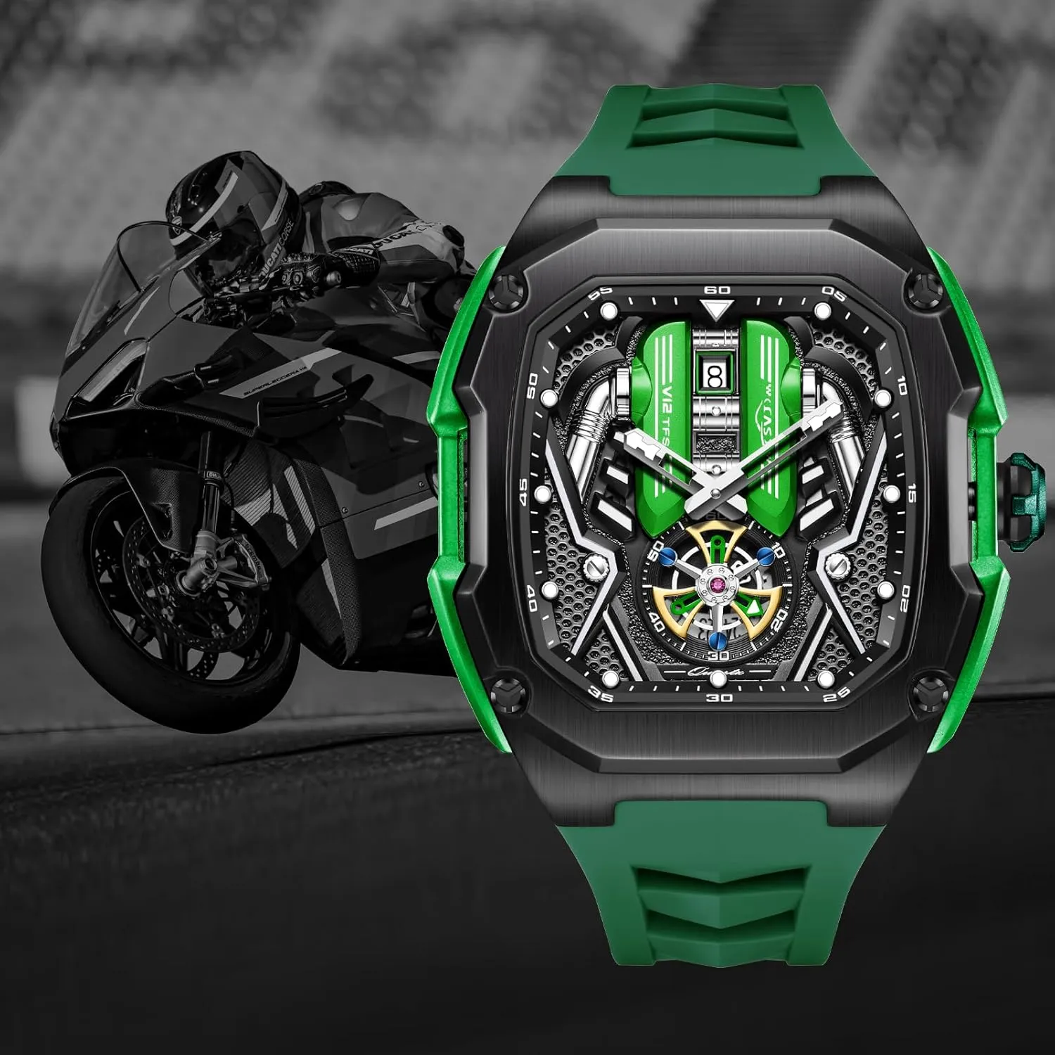 Big Face Fashion Quartz Black Watch 30ATM, Casual Watch for trainload Men Unique Gifts for Men Mens Watches, Wrist Watches Luminous Design, 