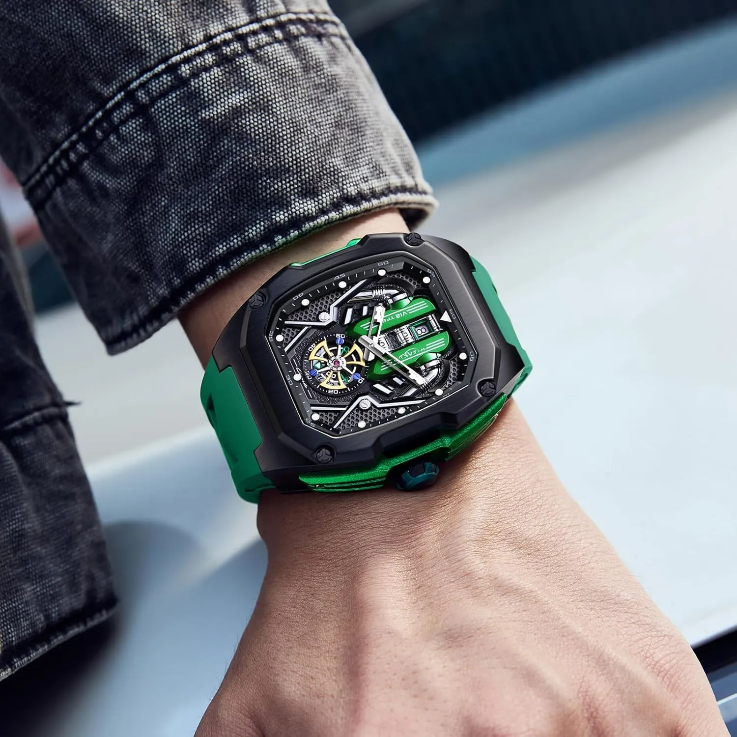 Big Face Fashion Quartz Black Watch 30ATM, Casual Watch for trainload Men Unique Gifts for Men Mens Watches, Wrist Watches Luminous Design, 