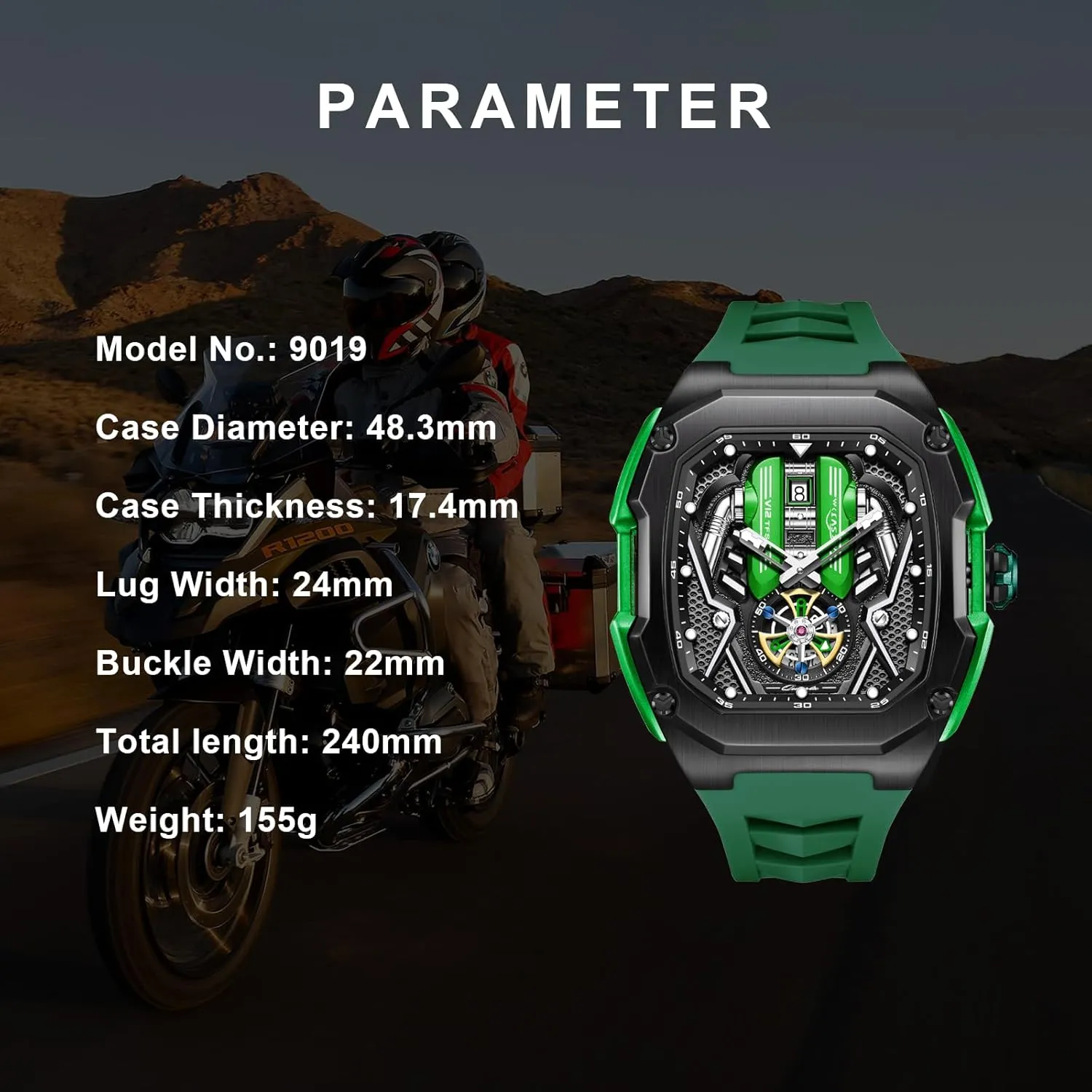 Big Face Fashion Quartz Black Watch 30ATM, Casual Watch for trainload Men Unique Gifts for Men Mens Watches, Wrist Watches Luminous Design, 