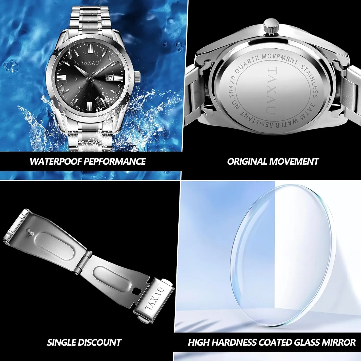 Big Face Luminous Pointers & Scales relojes para Hombres Mens Watches Dress Waterproof Analog Watches Stainless mechanics resident Steel Luxury Minimalist Men's Wrist Watch with Date 